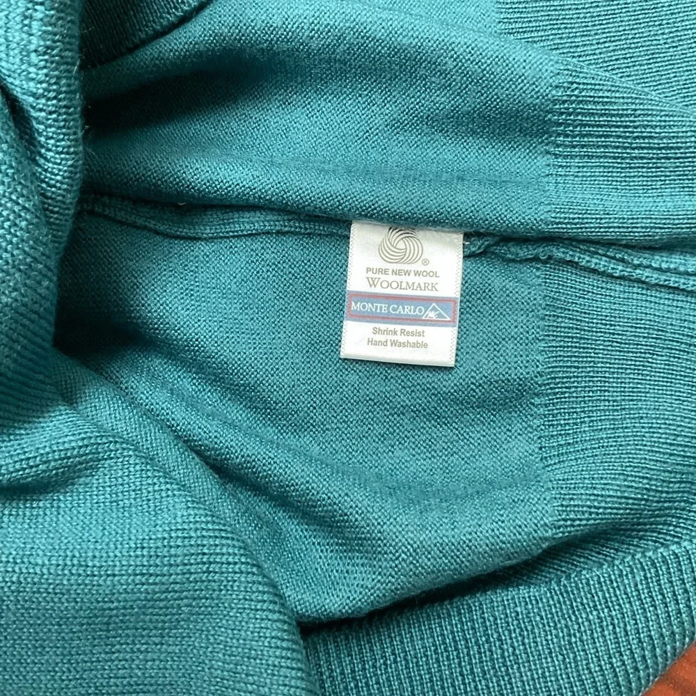 Vintage Monte Carlo Sweater 100% Magna Wool Dark Teal Lightweight Men’s Size 40
